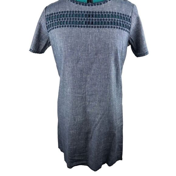 Ann Taylor chambray embroidered shift dress- size 6 - Picture 1 of 10